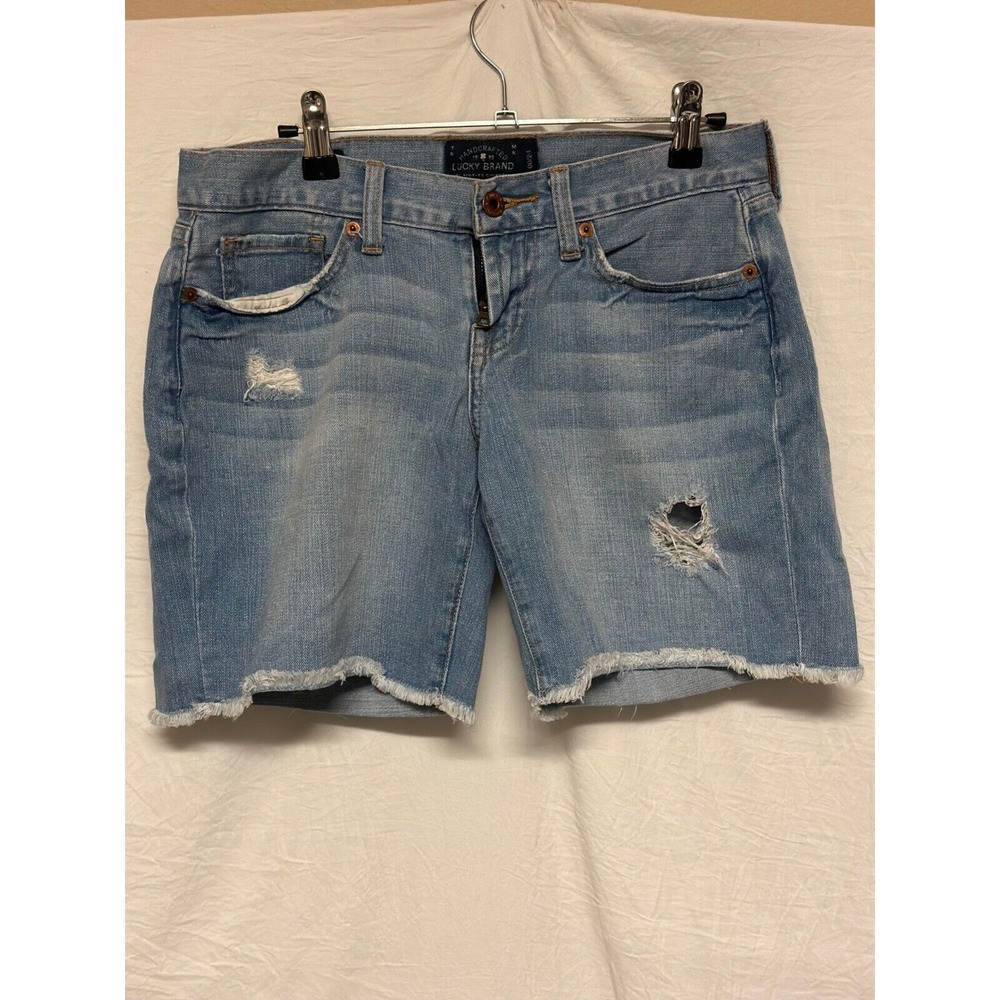 Lucky Brand Denim Shorts women distressed Size 00 or Size 24‎ Frayed Hem Y2K